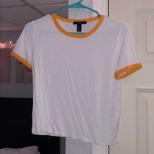 forever 21 white and yellow baby tee style